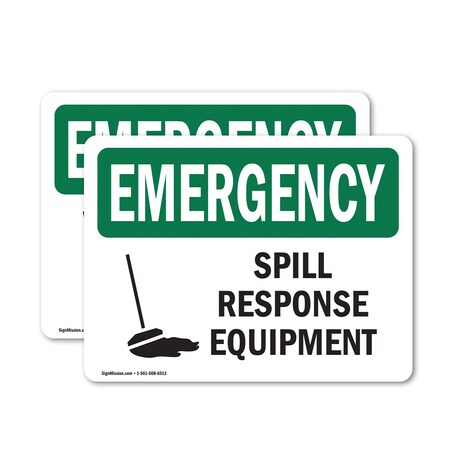 Signmission Spill Response Equipment, 24 in W x Rectangle, Vinyl Decal OS-2PACK-EM-D-1824-L-10358